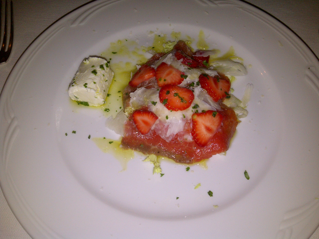 Beef Carpacio with Strawberries and Goat Cheese (Linda C)